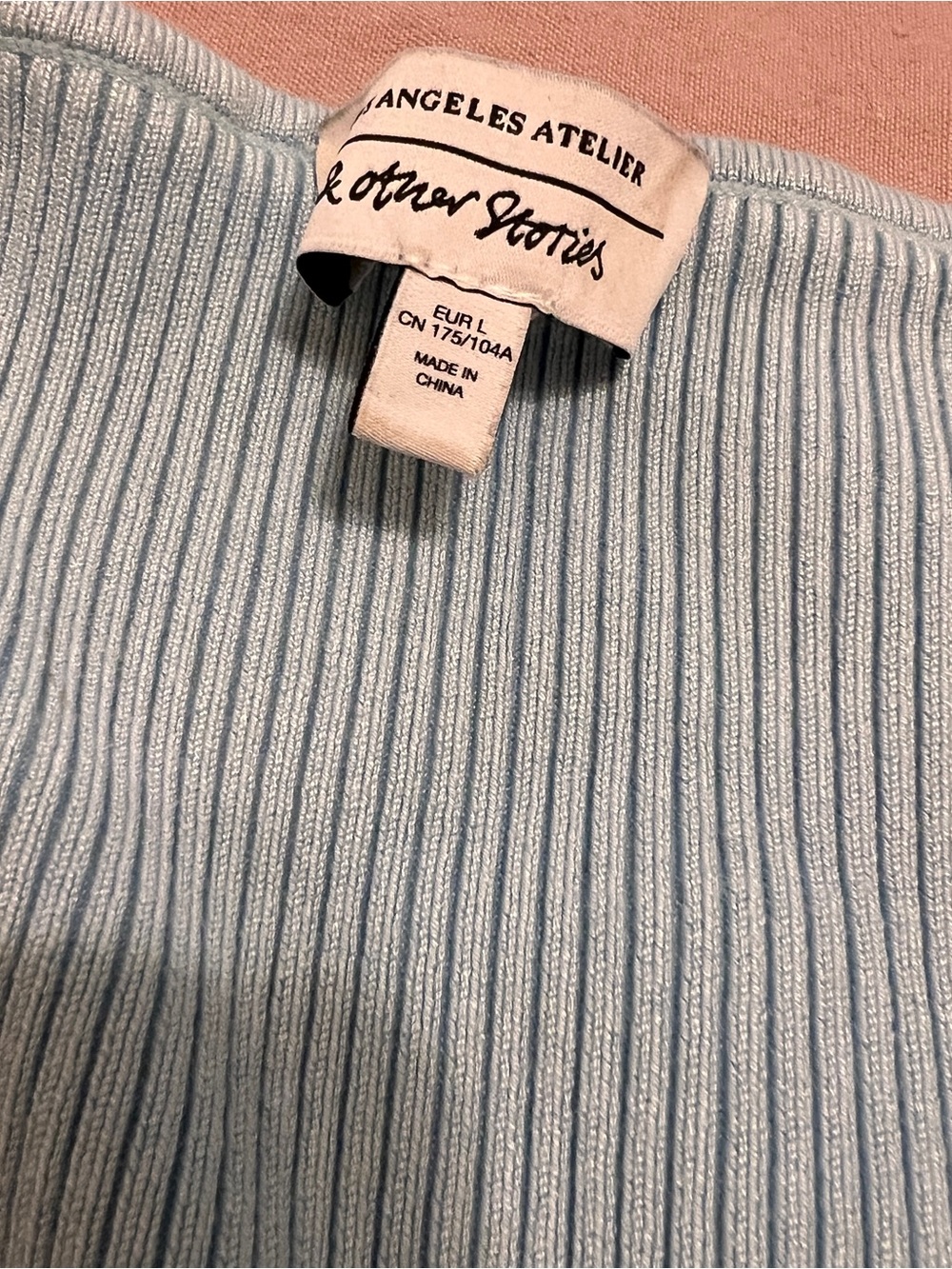 & Other Stories Light Blue Ribbed Button-Front Top - Picture 3 of 4